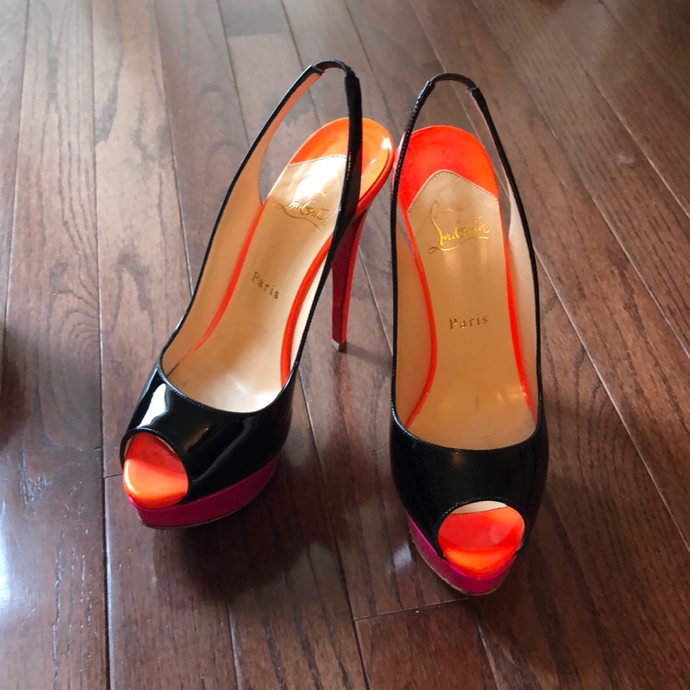 Christian Louboutin Multi colored peep toes!